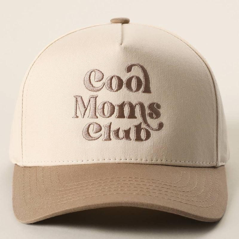 Cool Moms Club Embroidery Two-Tone Trucker Hat: BEIGE