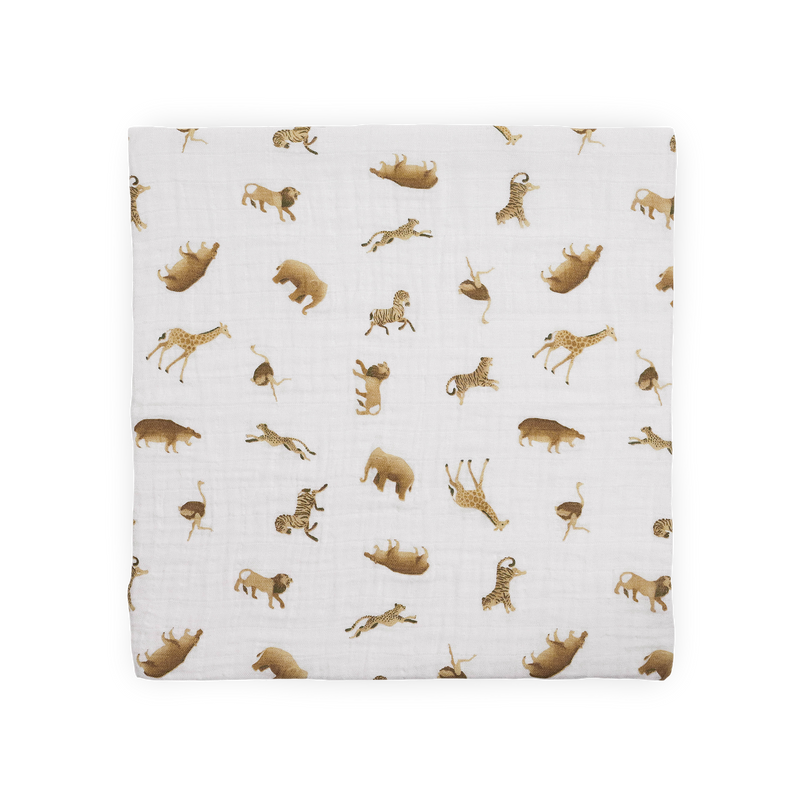 Organic Cotton Muslin Swaddle Blanket | Animal Crackers
