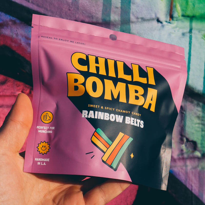 Chilli Bomba Rainbow Belts Chili Chamoy Candy 8oz Bag/6ct