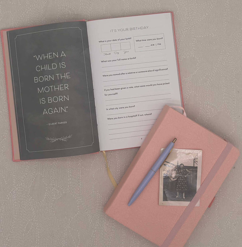 Mom, I Want to Hear Your Story Heirloom Rose Leather Cover Version