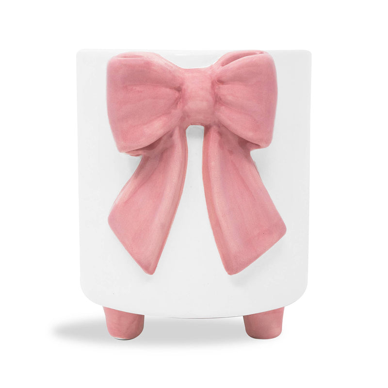 Footed Planter, Pink Bow