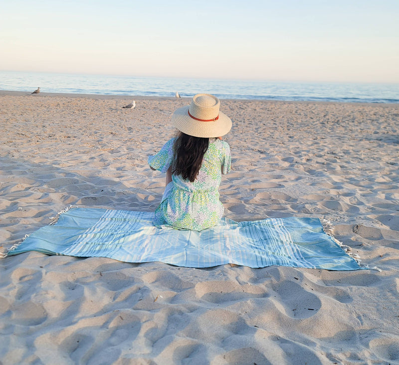 Tegula Turkish Towel | Sand Free Beach Towel |Jacquard Woven: Green
