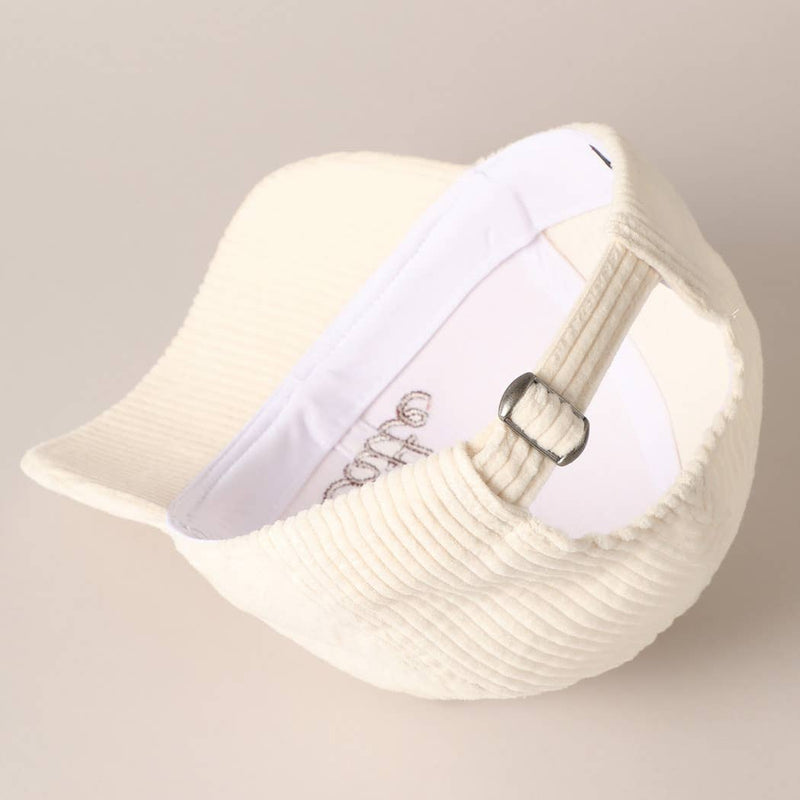 Latte Text Embroidery Corduroy Baseball Cap: Brown / ONE SIZE
