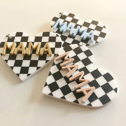 Checkered Heart Mama Keychain - LOCAL FIXTURE
