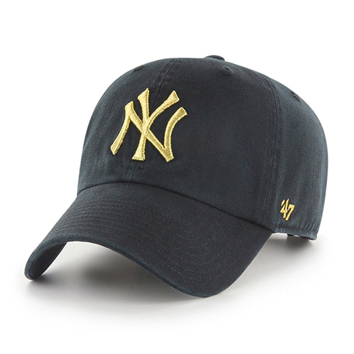 47 BRAND HATS NEW YORK YANKEES '47 CLEAN UP ADJUSTABLE BLACK AND GOLD
