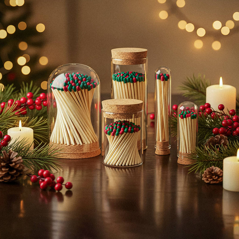 2" Matches + Mini Cloche - Red & Green Mix