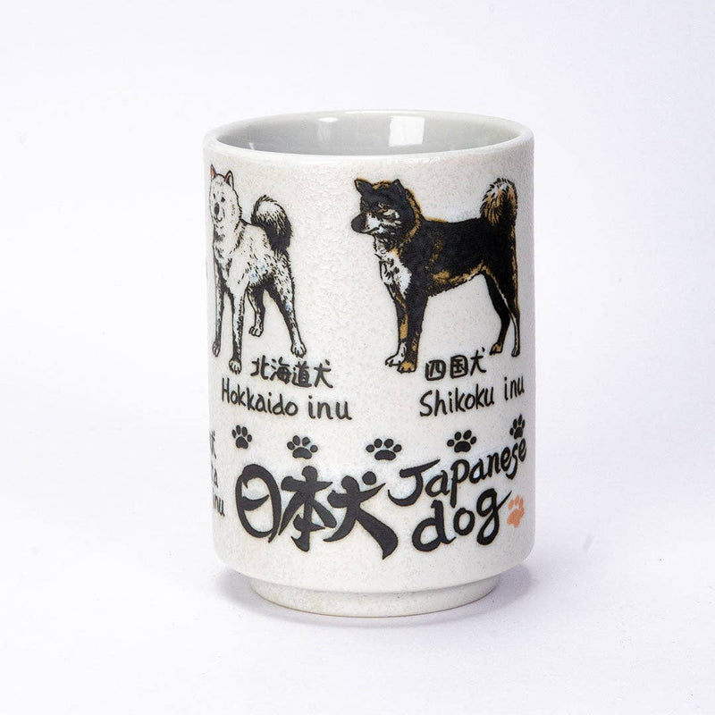 Japanese Dog Breeds Yunomi Style Tea Cup Reactive Glaze 9 fl oz JP (6/60)