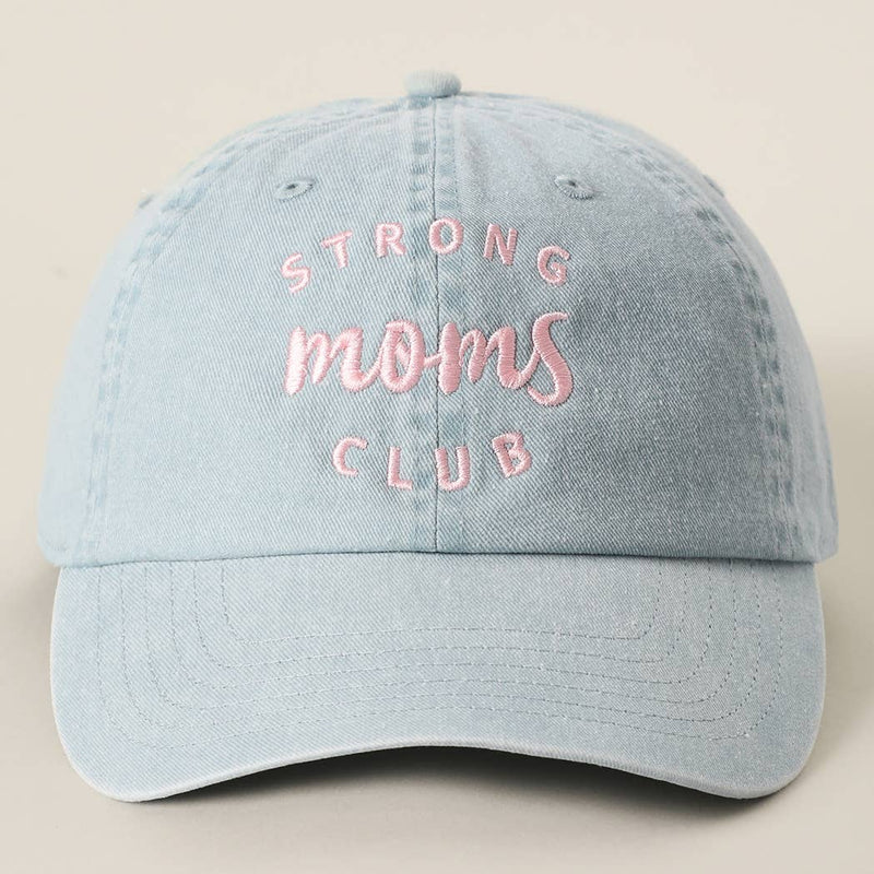 Strong Moms Club Embroidered Cotton Baseball Cap: SMOKE PINK
