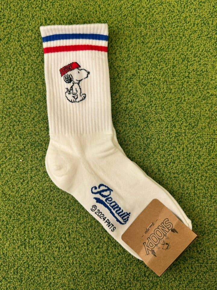 Peanuts Variety Snoopy Crew Ankle Socks - Blue Line