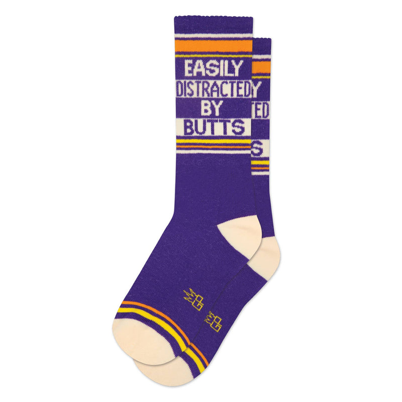 Easily Distracted By Butts Gym Crew Socks