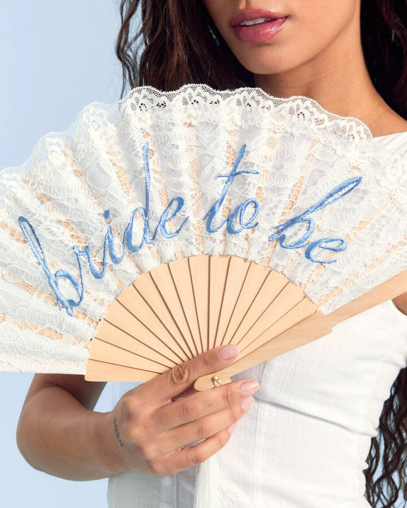 White Lace Bride to Be Folding Fan | Bridal Accessory