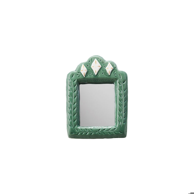 Stoneware Mirror w/ Gold Electroplate
