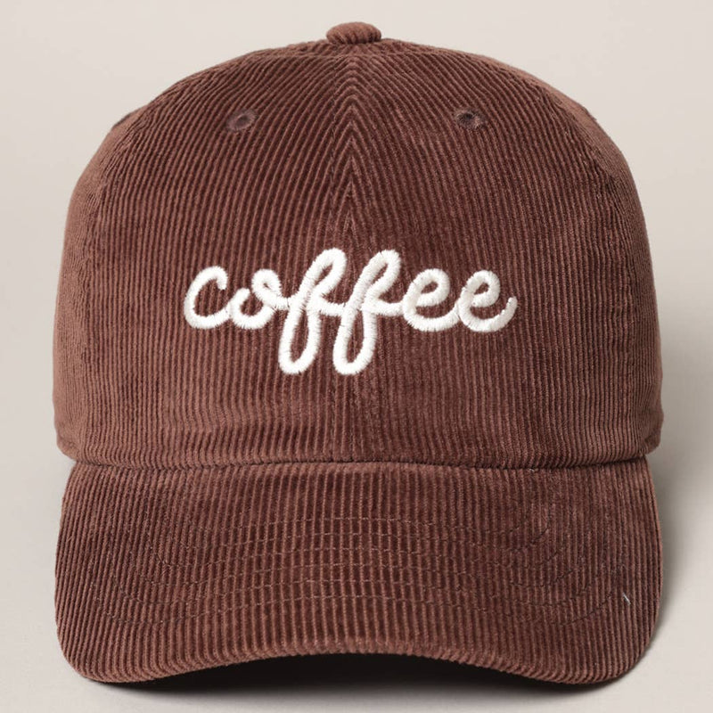 Coffee Embroidered Corduroy Cap
