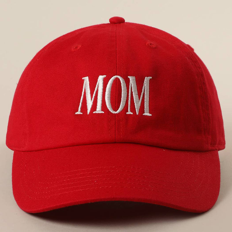 MOM Lettering Embroidery Baseball Cap: MAUVE / One Size