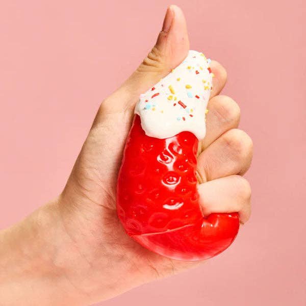 SqueezeSquad Taba Deluxe Premium Silicone Squishy Fidget Toy - Strawberry