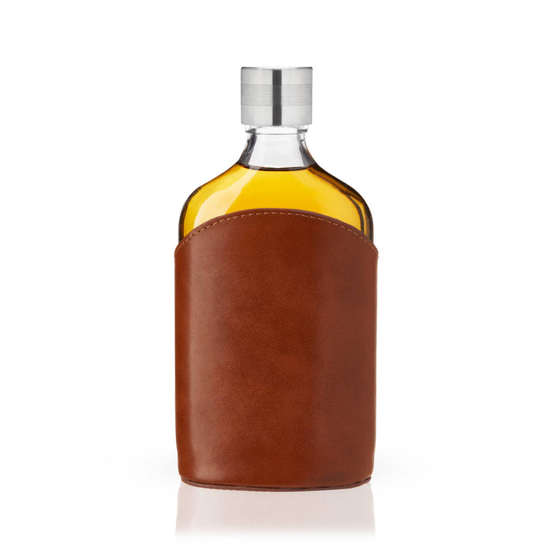 Admiral™ Vintage Style Parker LeatherWrapped Glass Flask