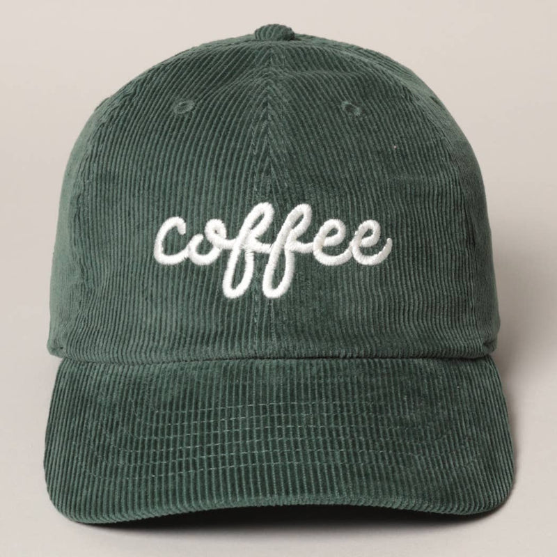 Coffee Embroidered Corduroy Cap