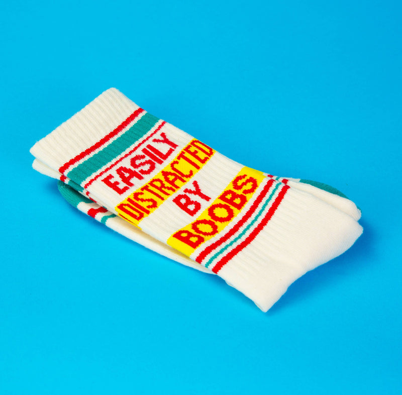 Easily Distracted By Boobs Gym Crew Socks