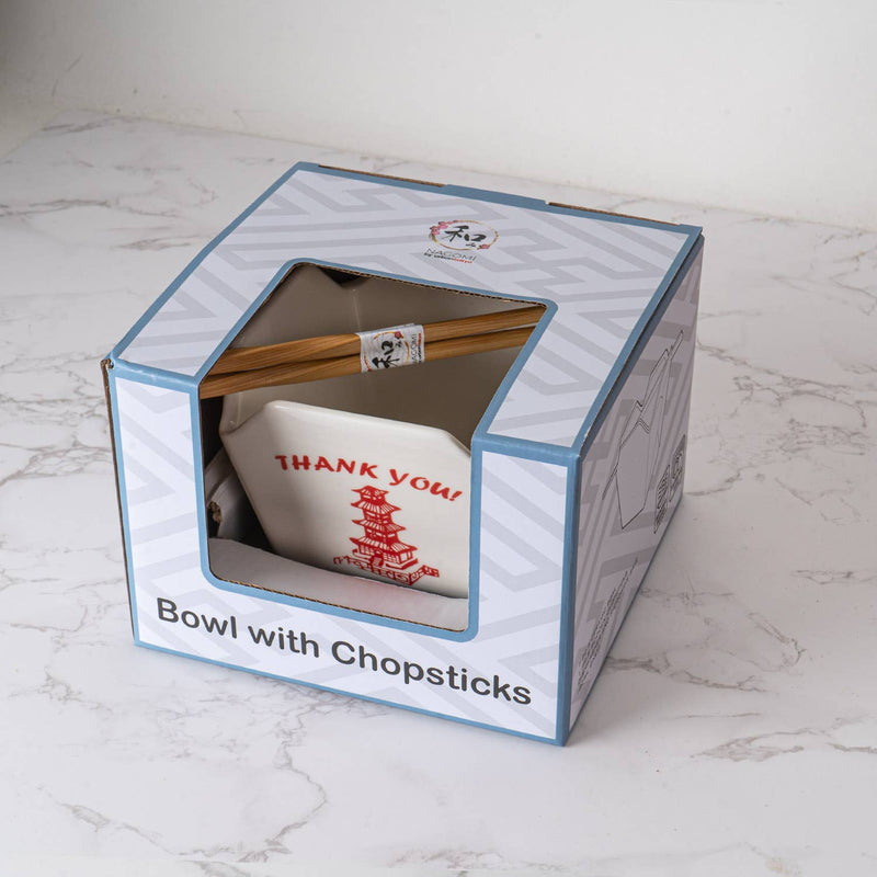 Takeout Box Serving Bowl With Chopsticks Pagoda