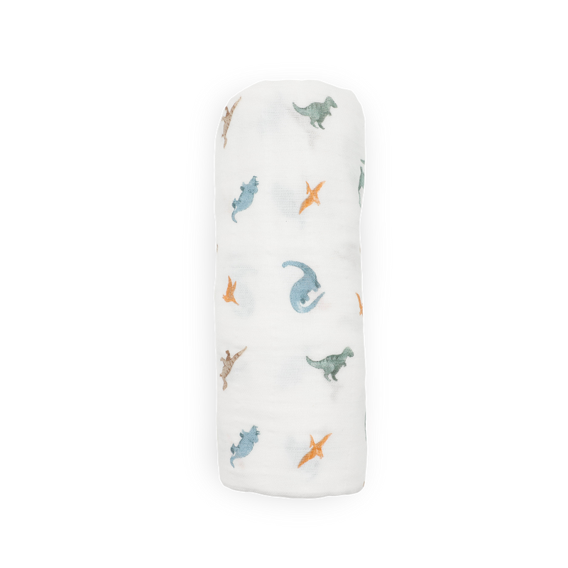 Organic Cotton Muslin Swaddle Blanket | Little Dino