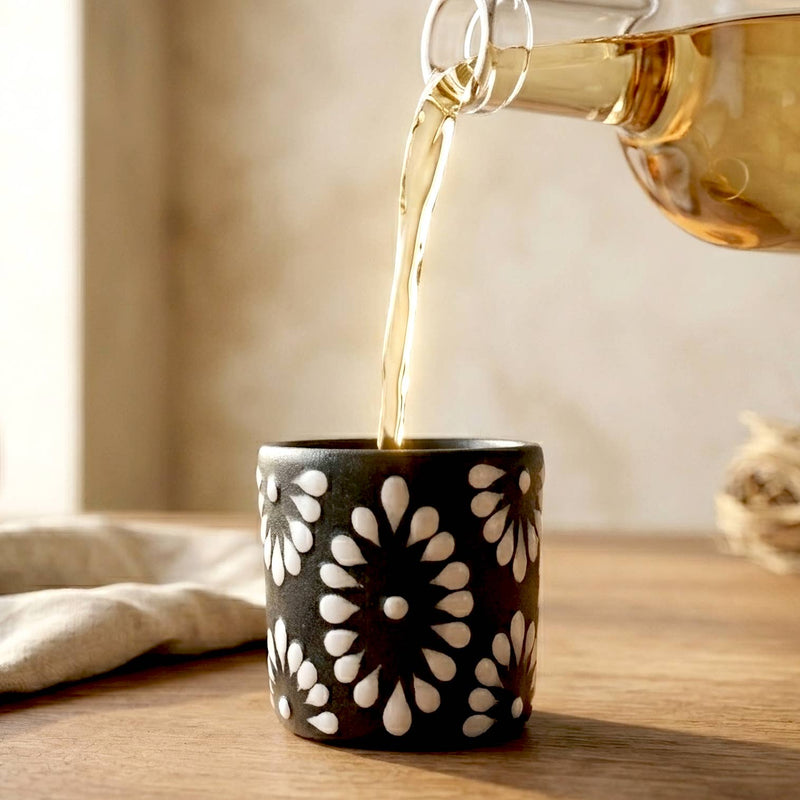 Talavera Shot Glass - Black & White