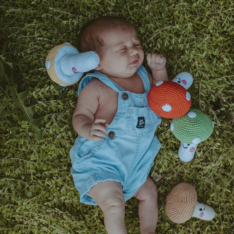 Whimsical Red Mushroom Rattle – Baby Gift-Ready Plush Toy