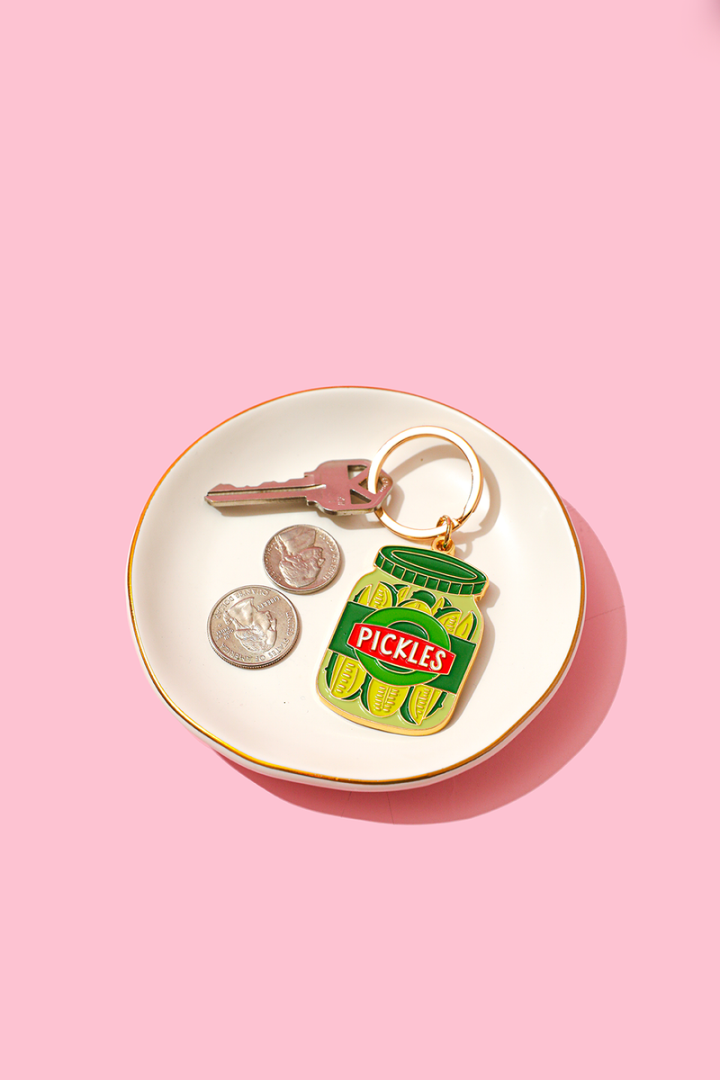Pickle Jar Enamel Keychain Bag Charm