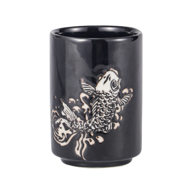 Koi Fish Yunomi Style Tea Cup Reactive Glaze 10 fl oz