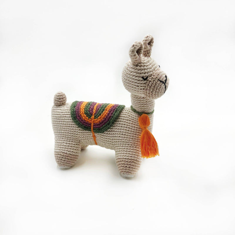 Handmade Cuddly Llama Plush Toy: Natural