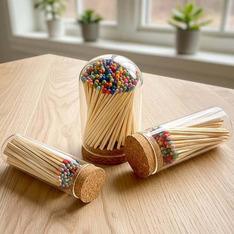 4" Matches in Premium Glass Cloche - Cherry Red