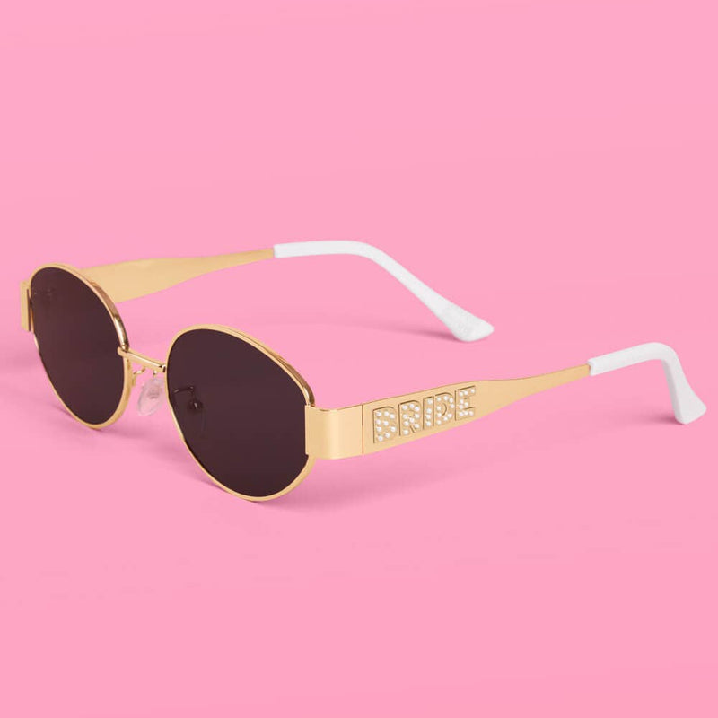 Gold Metal Bride Sunglasses | gold bride pearl bachelorette