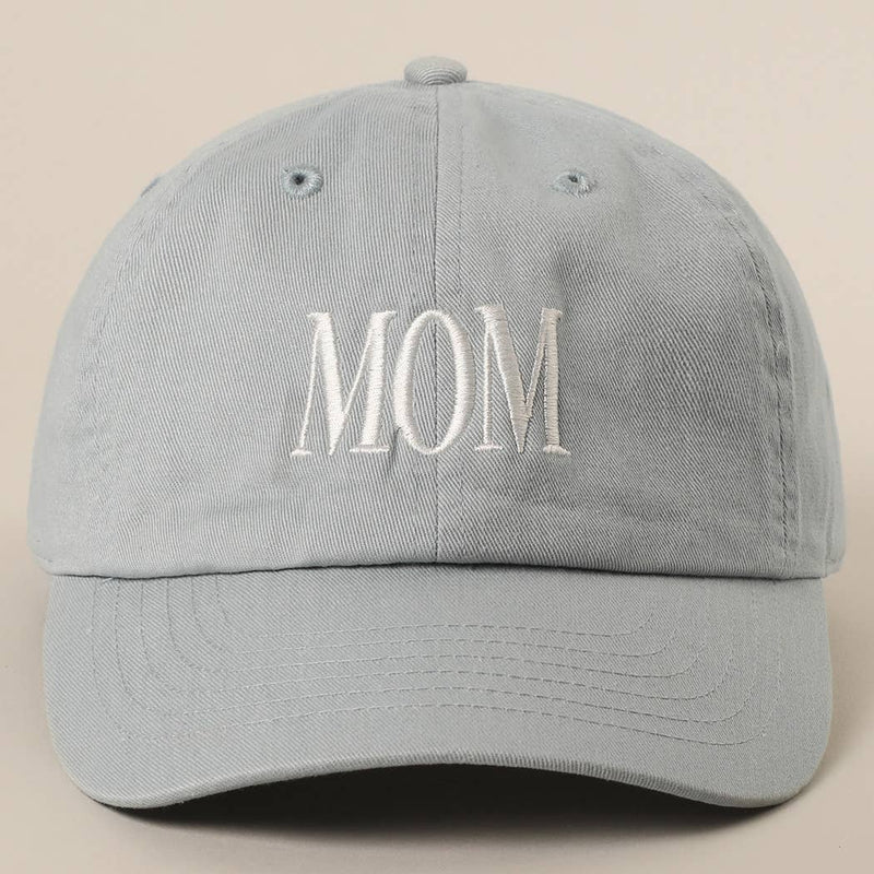 MOM Lettering Embroidery Baseball Cap: MAUVE / One Size