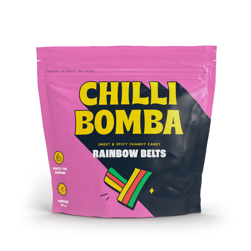 Chilli Bomba Rainbow Belts Chili Chamoy Candy 8oz Bag/6ct