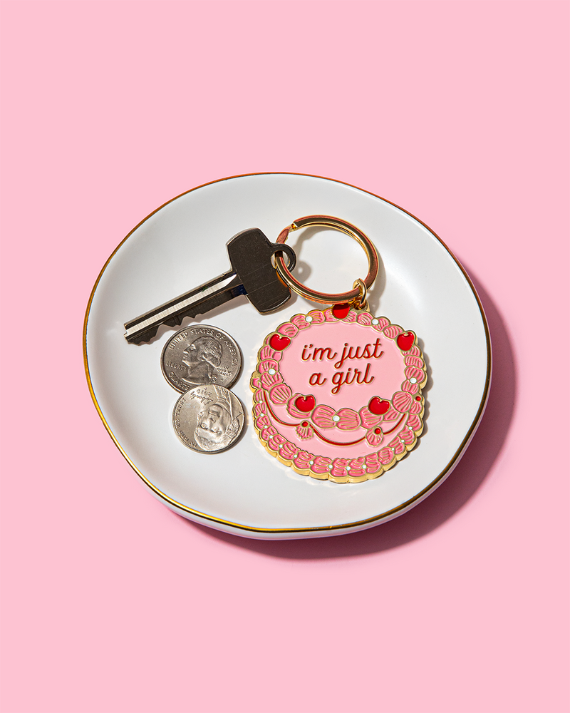 Just A Girl Vintage Cake Enamel Keychain Bag Charm