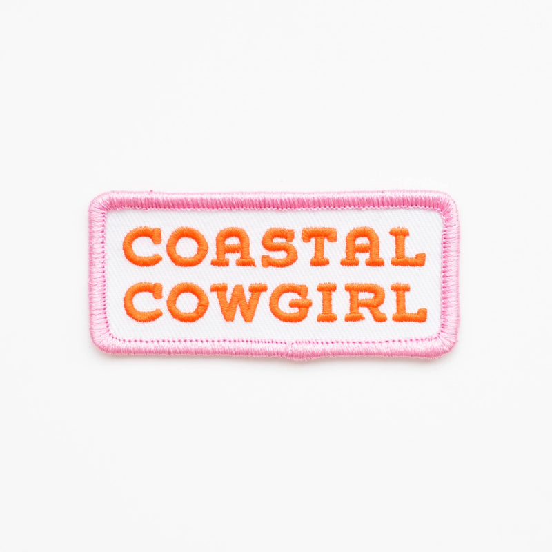 Coastal Cowgirl Embroidered Iron on Patch (Pink+Orange): Yes