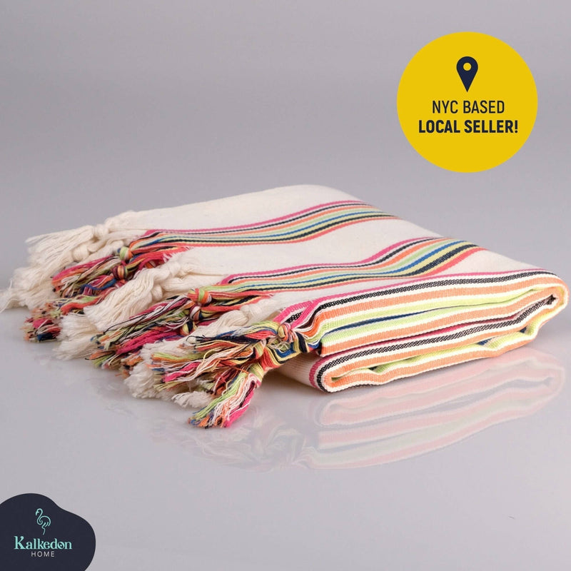 Turkish Blanket | Handwoven Cotton Throw Blanket | Farmhouse