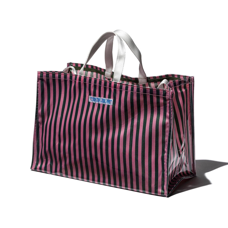 Covered School Tie Fabric Market Bag: Green x Light Blue