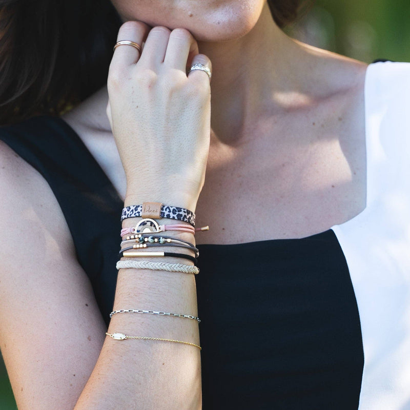 "Wild" Animal Print with Pink Accent Hair Tie Bracelets: Medium