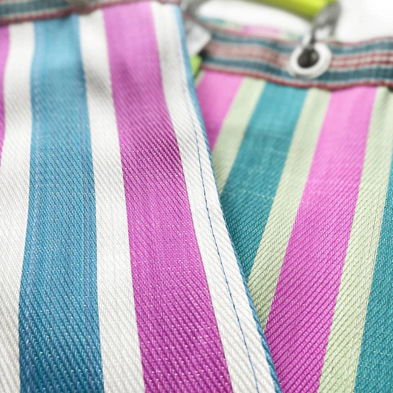 Recycled Plastic Stripe Bag - Square: Green x Red