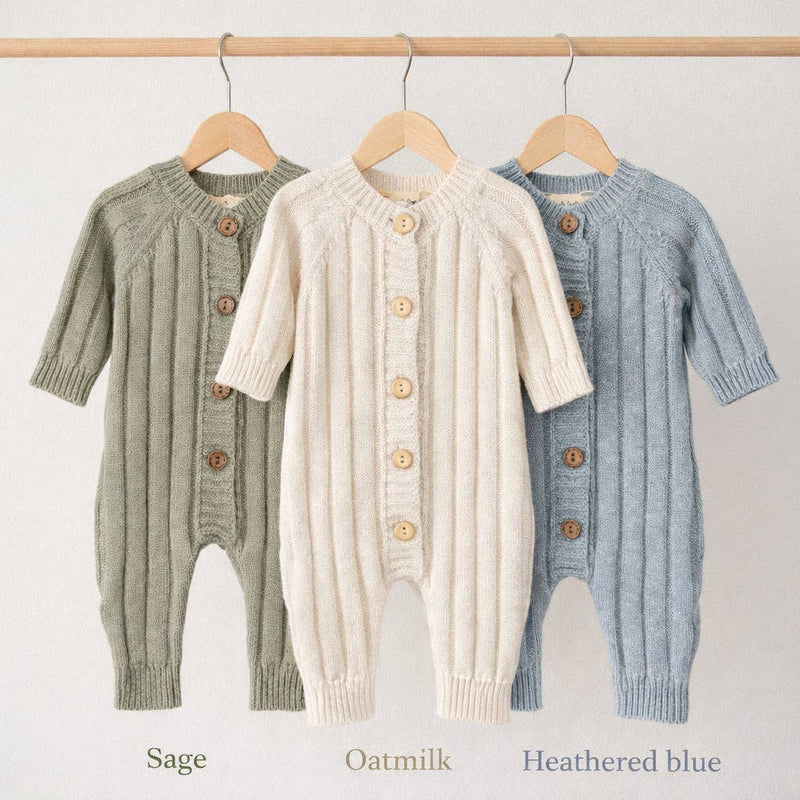 Milo Jumpsuit: Heathered blue / 6-12 months