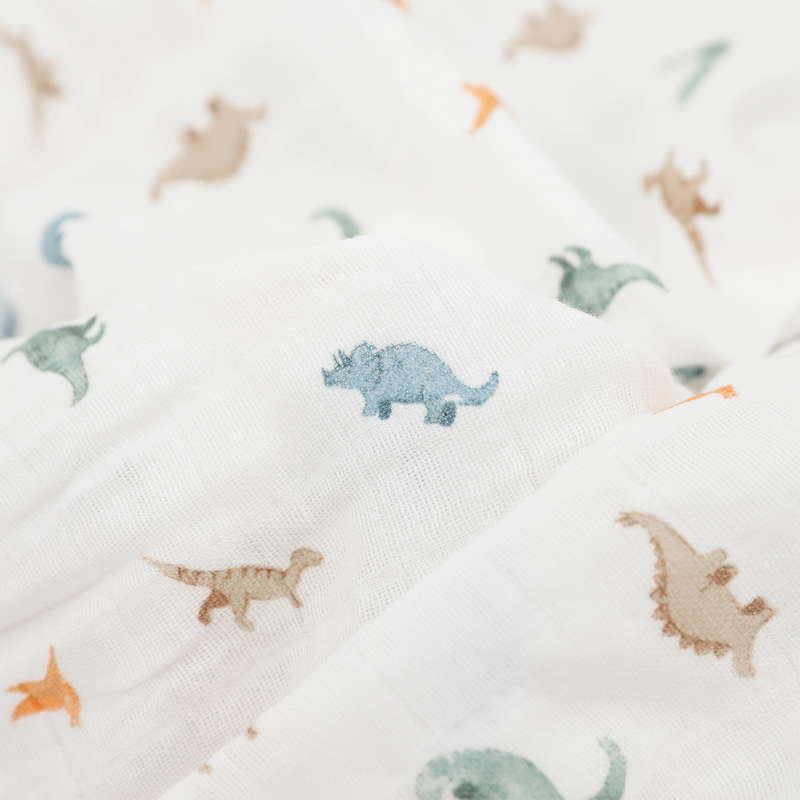 Organic Cotton Muslin Swaddle Blanket | Little Dino