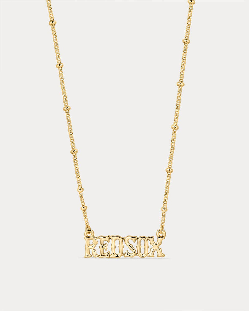 The MLB Nameplate Pendant Necklace- Gold: LA Dodgers