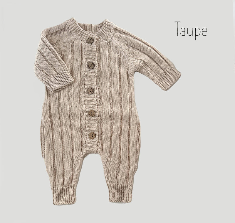 Milo Jumpsuit: Taupe / 3-6 months