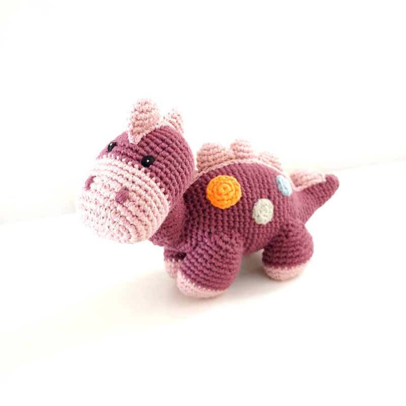 Stegosaurus Plush Dino Rattle - Purple