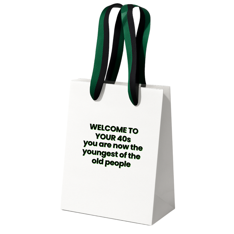 Funny Gift Bag | 40th Birthday funny bag | black + green