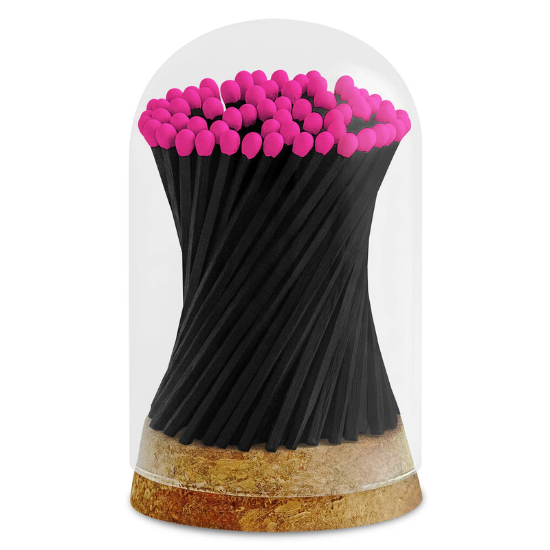 4" Matches in Premium Glass Cloche -  All Black