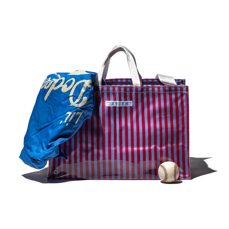Covered School Tie Fabric Market Bag: Green x Light Blue