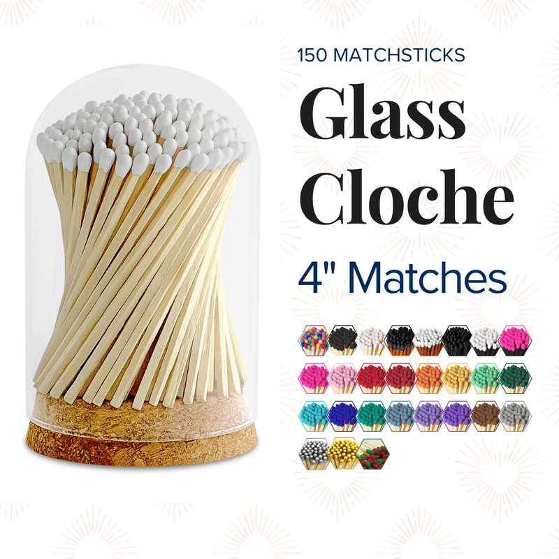 4" Matches in Premium Glass Cloche - Rainbow