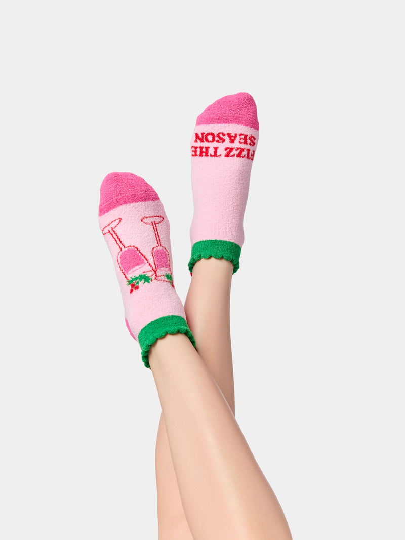 "Fizz the Season" Home Socks | Pink