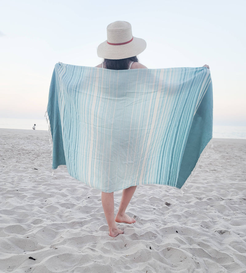 Tegula Turkish Towel | Sand Free Beach Towel |Jacquard Woven: Green